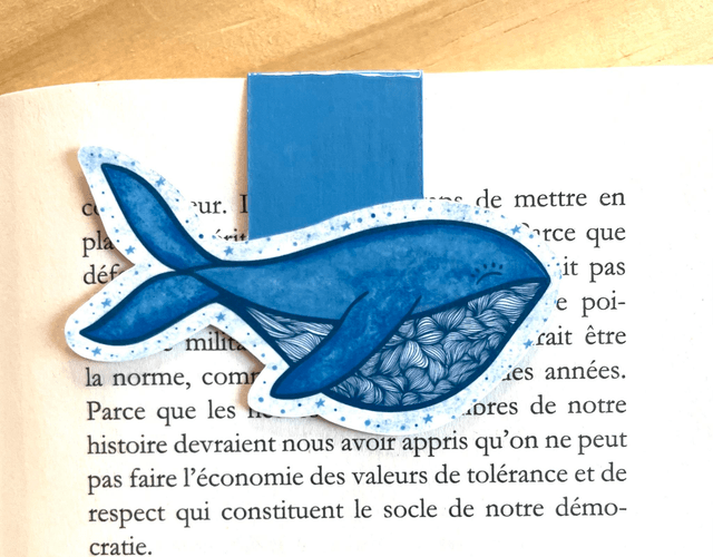 Marque-page magnétique baleine