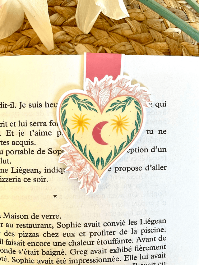 Marque-page magnétique coeur lune
