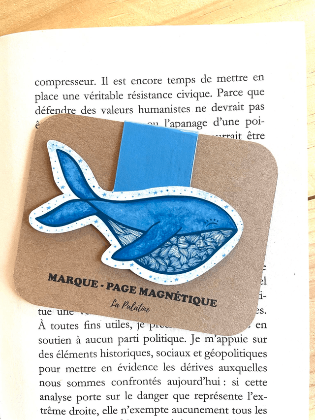 Marque-page magnétique baleine