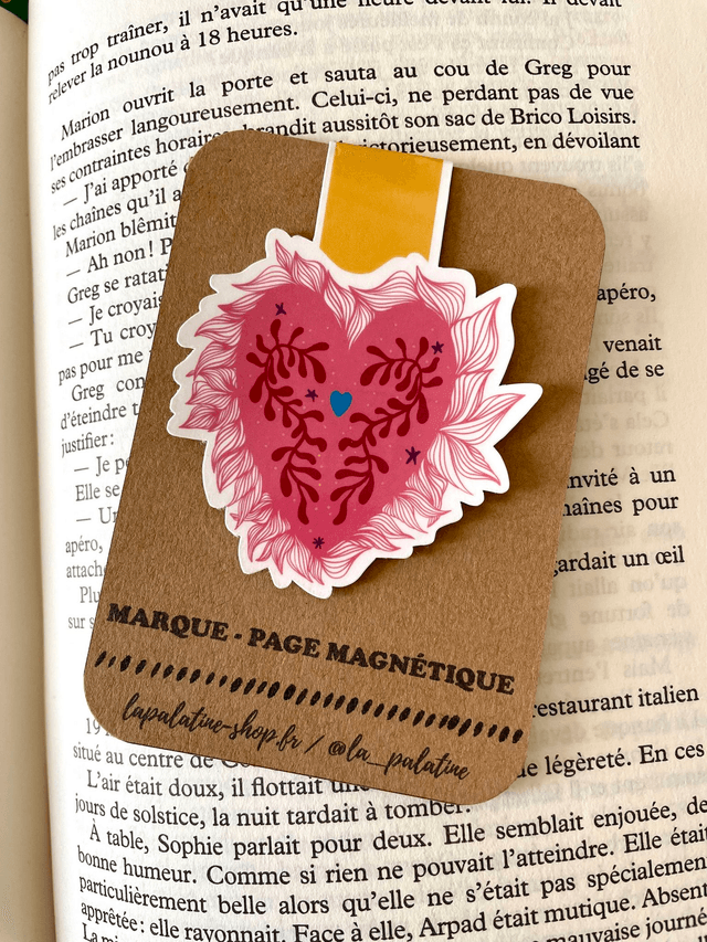 Marque-page magnétique Coeur rose