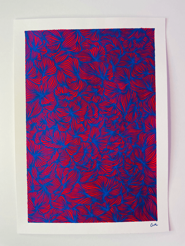 Motif bleu et rouge