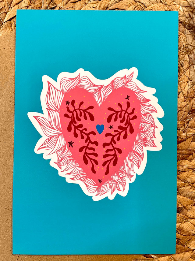 Carte coeur rose