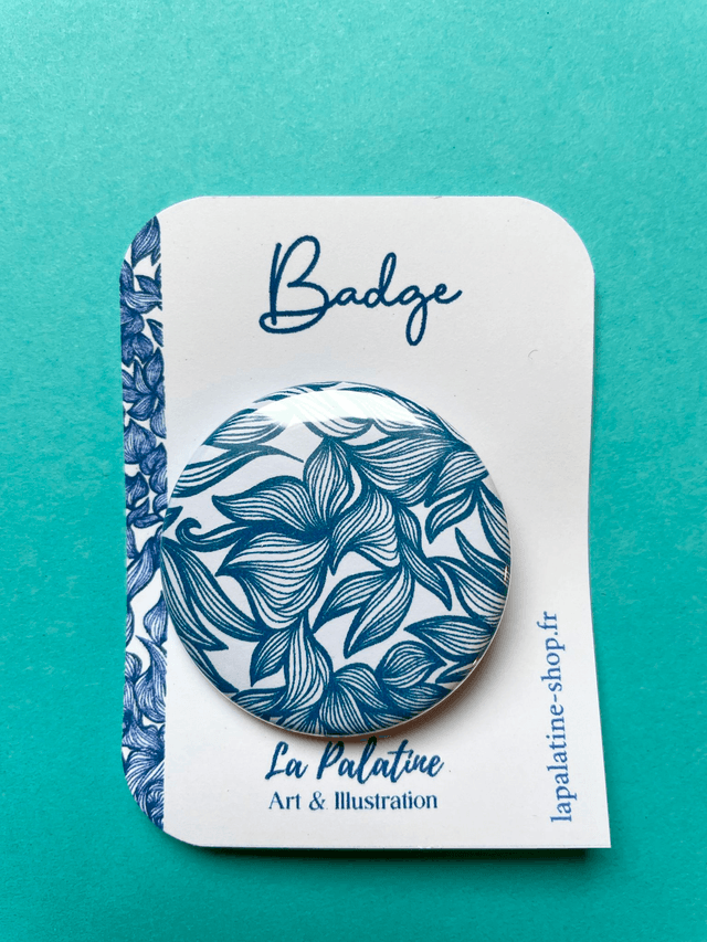 Badge dentelle bleue