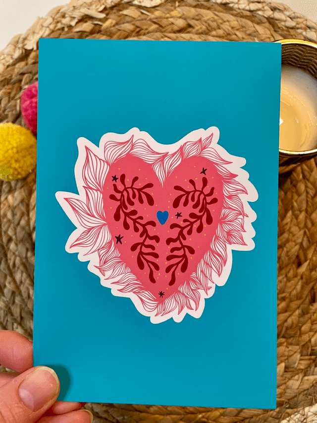 Carte coeur rose